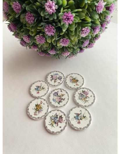 BEYAZ DÜĞME ÇİÇEK 8 ADET 2,5 CM