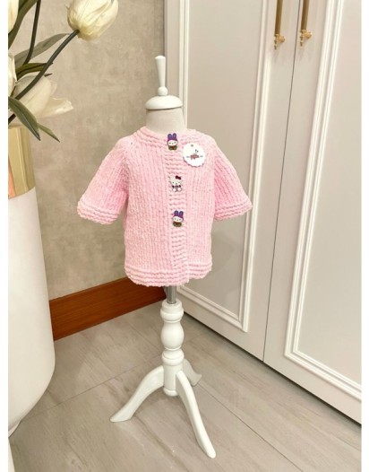 KADİFE HIRKA 6-9 AY PEMBE