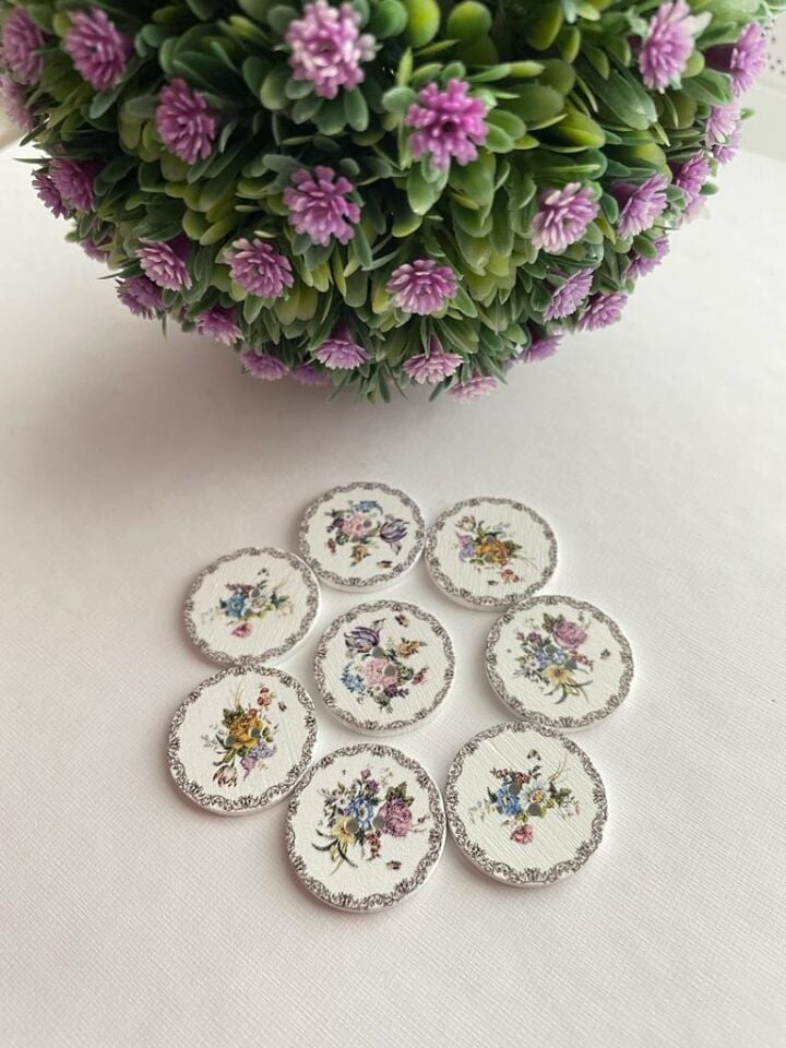 BEYAZ DÜĞME ÇİÇEK 8 ADET